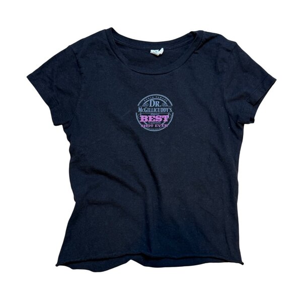 Y2K Dr. Mcgillicuddys Black Short Sleeve Baby‎ Tee Pink Logo S - Picture 1 of 6